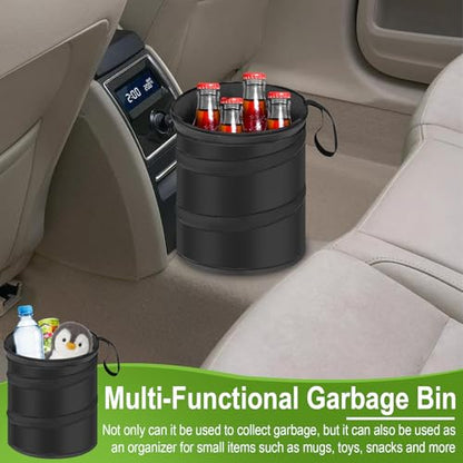 ecocstm 2 PCS Car Trash Can, Collapsible Pop-up Car Garbages Can, Car Accessories Portable Garbage Bin with Elastic Band, Waterproof Small Garbage Can for Back Seat Front Seat, for Outdoor Traveling