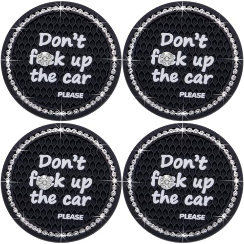 2PCS Bling Crystal Rhinestone Cup Holder Coaster – 2.75 Inch Anti-Slip Auto Insert Cup Coaster – Sparkling Interior Decor Accessories for Cars & Vehicles (Black & White) - color: Alphabet Black & White, size: 2 pcs
