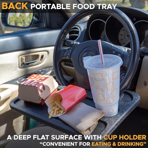 EcoNour Steering Wheel Desk for Mazda CX5 2017-2024 2025 2026 2-in-1 Car Tray Table Laptop Car Mount with Pen Holder Food Tray for Eating with Drinks Holder Multipurpose Travel Car Accessories - size: Fit For Mazda CX 5 2017-2026