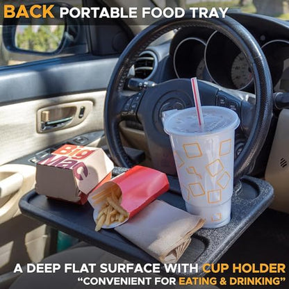 EcoNour Steering Wheel Desk for Mazda CX5 2017-2024 2025 2026 2-in-1 Car Tray Table Laptop Car Mount with Pen Holder Food Tray for Eating with Drinks Holder Multipurpose Travel Car Accessories - size: Fit For Mazda CX 5 2017-2026