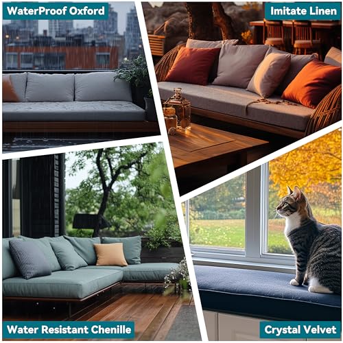 ColourTree Custom Size Cushion Cover, Slipcover Replaceable Bench/Chair Cushion Cover, Furniture/Window Seat Cover, 100+ Colors/Fabrics Can Choose (Custom Size Cover Only) (1 Inch Thick)