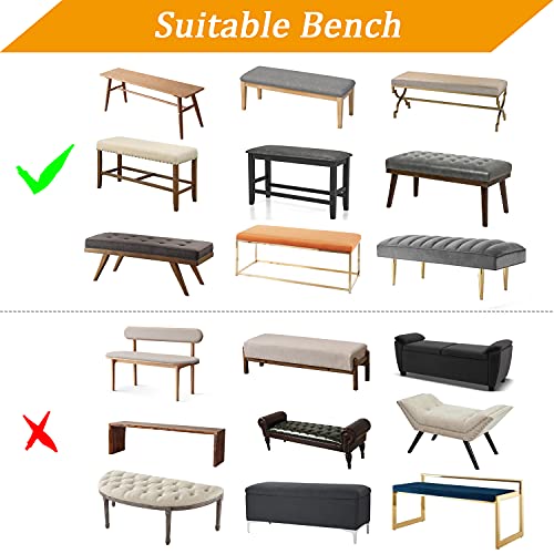 Fuloon Stretch Dining Bench Cover, Anti-Dust Removable Bench Slipcover Washable Seat Cushion Protector for Bedroom, Kitchen, Hotel, Banquet (Gray-Black) - color: Gray-black