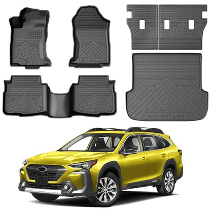 KUST Floor Mats for 2020-2025 Subaru Outback Accessories, All Weather Floor Liners & Seat Back Mats & Rear Trunk Mat Full Set of 6pcs, TPE Rubber, Raised Edge - style: For │ Outback 2020-2025 │ Full Set