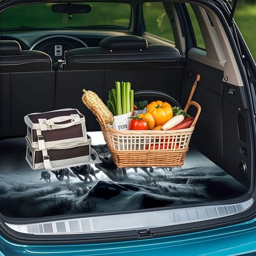 Universal Car Trunk Mat 29" x 39", The Wolf Family All Weather Trunk Protection Cargo Liner, Durable Cargo Mat Rear Trunk Liner, Stylish Vehicle Interior Accessories Suitable for Most Car Models - color: The Wolf Family