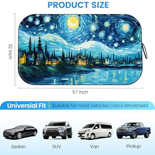 Sun Shade for Car Windshield, Foldable Universal Car Windshield Upgrade Sunshade Enhanced UV Rays - color: Bule Starry Sky