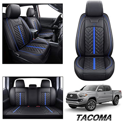Tomatoman Tacoma Car Seat Covers Compatible with Toyota Tacoma 2005-2015 2016-2023 2024 2025 2026 Truck Access Crew Double Cab TRD Sport Offroad Limited SR5 V6 Cushions(Full Set/Black-Blue) - color: Full Set/Black-Blue