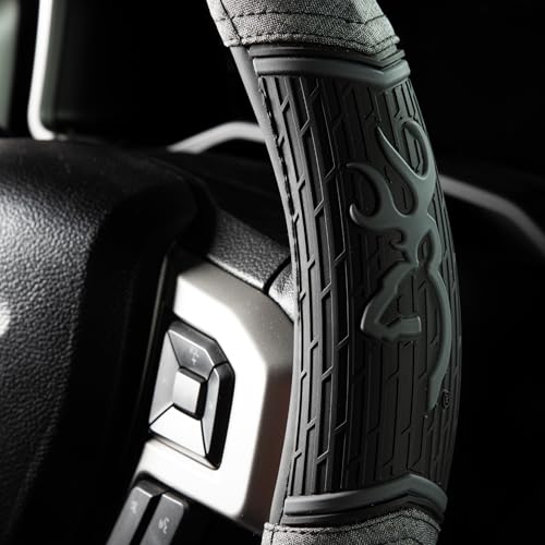 Browning Universal Fit Steering Wheel Cover for Car, Truck, and SUV, Durable Steering Wheel Protection, Chevron (Heather Black SIOC)