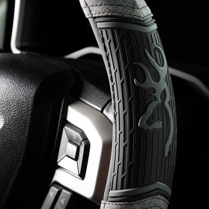 Browning Universal Fit Steering Wheel Cover for Car, Truck, and SUV, Durable Steering Wheel Protection, Chevron (Heather Black SIOC)