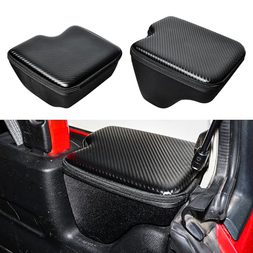 RBR Wheel Well Storage Bin Rear Trunk Organizer Tool Box Compatible with 2018-2023 Jeep Wrangler JL 4 Door 4XE Accessories Cargo Bag, 2 Pack Right Left, Carbon Fiber, With Lid and Zipper