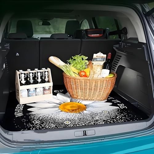 Universal Car Trunk Mat, All Weather Trunk Protection Cargo Liner, Stylish Vehicle Interior Accessories, Durable Cargo Mat Rear Trunk Line Suitable for Most Car (A Large Daisy, 29" x 39") - color: A Large Daisy