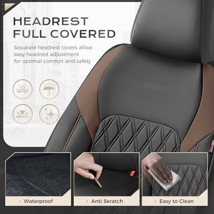 Coverado Seat Covers, Car Seat Covers Front Seats, Automotive Seat Covers, Waterproof Leather Car Seat Covers, Car Seat Cushion, Driver Seat Covers Car Seat Protector Fit Most Cars Truck, Black&Coffee - color: Black&Coffee, size: Front
