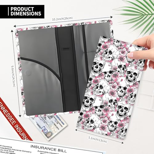 Leather Car Registration and Insurance Card Holder, Cute Car Accessories Vehicle Glove Box Car Organizer for Documents, Cards, License Luxury Skulls - color: Luxury Skulls