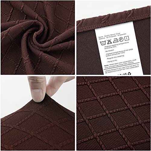 Fuloon Stretch Jacquard Dining Bench Cover - Anti-Dust Removable Bench Slipcover Washable Seat Cushion Protector for Bedroom, Kitchen, Hotel, Banquet (Chocolate) - color: Chocolate
