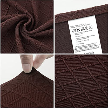 Fuloon Stretch Jacquard Dining Bench Cover - Anti-Dust Removable Bench Slipcover Washable Seat Cushion Protector for Bedroom, Kitchen, Hotel, Banquet (Chocolate) - color: Chocolate