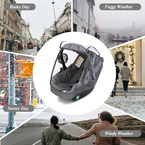 Miracle Baby Car Seat Rain Cover, Universal Infant Car Seat Weather Shield with Storage Bag,Waterproof Baby Car Seat Cover with Breathable Ventilation, Baby Travel Accessories (Grey) - color: Grey