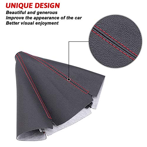 RASTP PU Leather Shift Boot Waterproof Shift Knob Dust Cove Universal for Manual/Auto with Red Stitching,Red