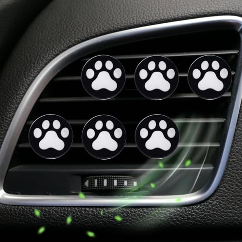 6 Pcs Black and White Dog Paws Air Vent Clips,Cute Dog paws Car Air Fresheners Vents Clips Diamond Vent Clip Car Interior Decor Charm Accessories Decoration for Women,Automotive Air Fresheners