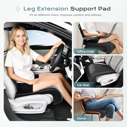 Coverado Car Seat Extender Leg Support, Leather Leg Extender Cushuin for Car Seats, Waterproof Car Seat Cushions Universal Fit for Most Vehicles (Black)