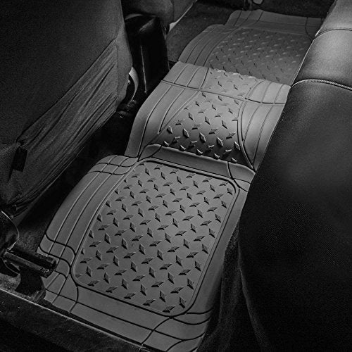 FH Group Climaproof Trimmable Non-Slip Vinyl Car Floor Mats - Heavy-Duty Rubber, Universal Fit, Rear Set, Gray - color: Gray, size: Rear Set
