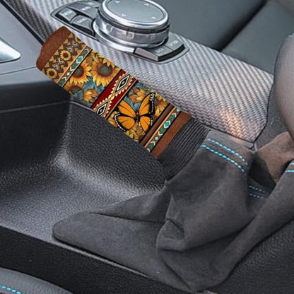Bulopur Car Shifter Gear Hand Brake Trim Cover Set for Most Cars Van SUV Sedan Truck Auto Accessories - color: Aztec Sunflower Butterfly