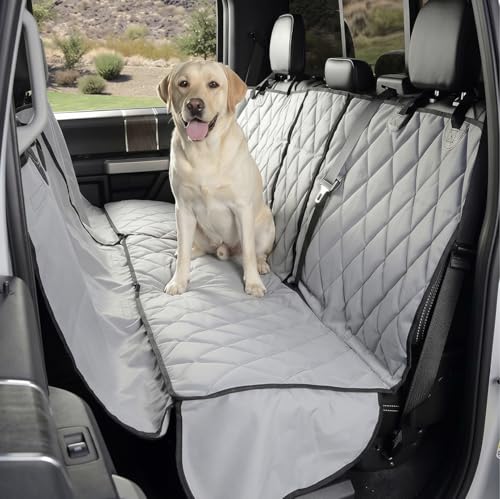 4Knines Crew Cab Truck Seat Cover with Dog Hammock for Fold Up Seats – Split Design for Seat Access, Waterproof & Non-Slip Protection (Passenger Side, Grey) - color: Grey, size: Passenger Side