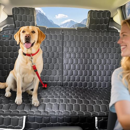 Meginc Dog Seat Covers for Tesla Model Y, Heavy Duty Bench Seat Cover with Headrest for Model Y, Non Slip Waterproof Back Seat Cover for Cars Armrest Compatible Car Seat Protector for Kids and Dogs - size: Bench-model Y