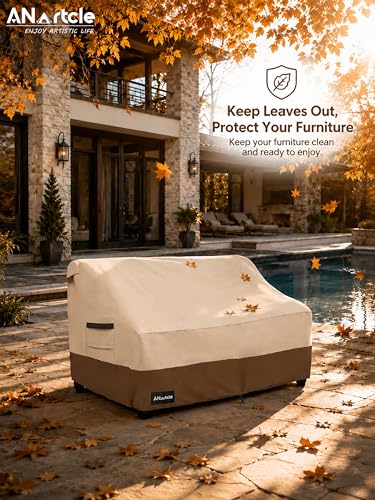 ANartcle 3-Seater Patio Sofa Cover,79W x 37D x 35H Inches Outdoor Couch Cover,100% Waterproof Heavy Duty Patio Sofa Covers,Patio Furniture Covers,Beige&brown - color: Sofa-Beige&brown, size: 79"W x 37"D x 35"H