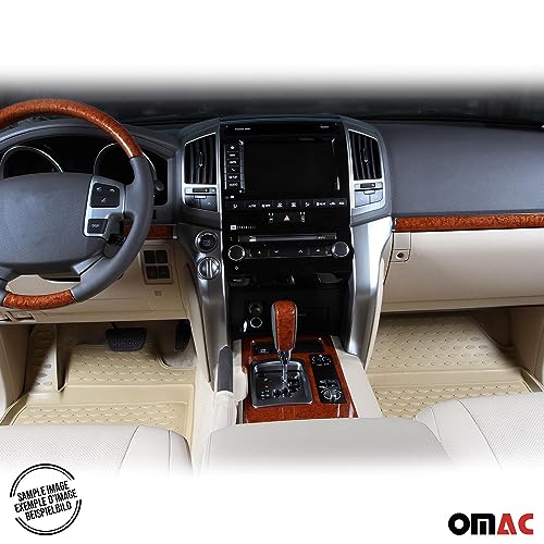 OMAC Floor Mats for Toyota Highlander 2001-2007 Car Mats All Weather 3D Custom Fit Rubber Mat Waterproof Odorless TPE Floor Liners Laser Measured Non-Slip (Beige)