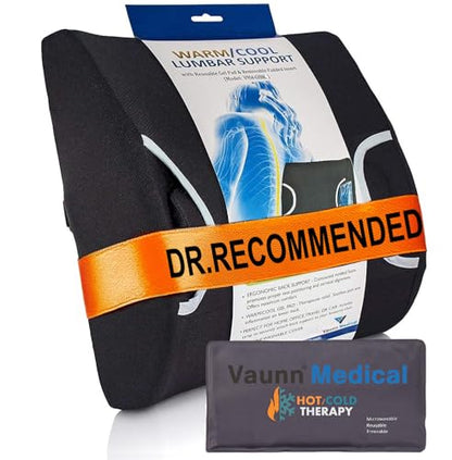 Vaunn Medical Seat Cushion, Lumbar Back Support Pillow for Office Chair with Removable Firm Insert