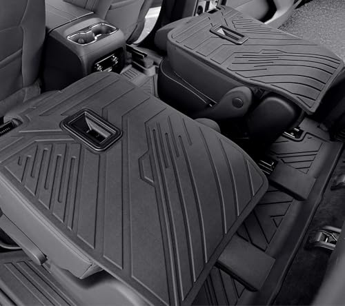 Floor Mats Set for 2024-2026 Chevy Traverse & GMC Acadia & 2025-2026 Buick Enclave, with 2nd Row Kick Mats, Only for 7 Seats Captain Chairs, All Weather TPE Cargo Liner Door Sill Accessories