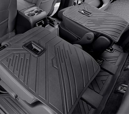 Floor Mats Set for 2024-2026 Chevy Traverse & GMC Acadia & 2025-2026 Buick Enclave, with 2nd Row Kick Mats, Only for 7 Seats Captain Chairs, All Weather TPE Cargo Liner Door Sill Accessories