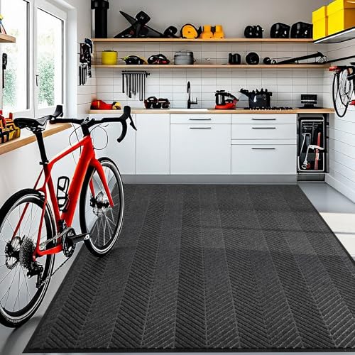4′ x 12′ Heavy Duty Front Door Mat Indoor Outdoor Entrance, Large Non-Slip All Weather Commercial Floor Mat for Entryway, Low Profile Waterproof Outdoor Rug for Garage (48" x 144", Charcoal Grey) - color: Charcoal Grey, size: 4' x 12' (Rectangular)