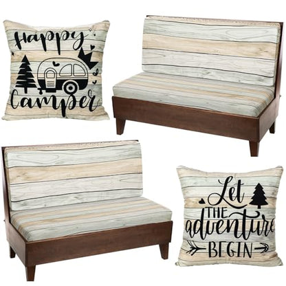 HunnmingRe 6 Pcs Rv Dinette Cushion Covers Stretch Washable Rv Dinette Cushion Covers Camper Accessories for Camper Car Bench, 2 Pillowcase, 2 Backrest and 2 Bench Replacement(Classic)