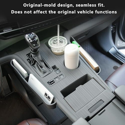 Center Console Cover with Organize for Toyota Sienna 2021-2026 Central Control Gear Shift Panel Trim Cover Silicone Panel Frame(Gray) - size: Center Console Cover