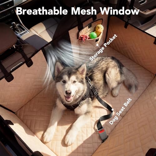 Dog Car Seat Cover for Back Seat, 900D Heavy-Duty Oxford Cloth Pet Car Seat Cover with Hard Bottom, Waterproof Dog Hammock for Car, Dog Car Seat Protector Scratch Proof Nonslip, Holds 400lbs