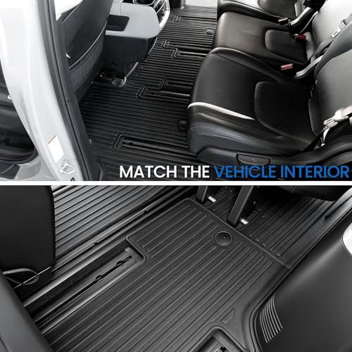 Floor Mats Set for 2022-2025 2026 Kia Carnival 8 Seats(Gas Only), All Weather TPE Backrest Mat Trunk Lower Well Mat Cargo Liner Door Sill Guards Accessories