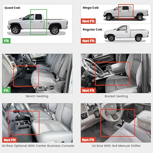 LASFIT Floor Mats for 2002-2008 Dodge Ram 1500 Quad Cab, 2003-2009 for 2500/3500 Bench Seating, Not Fit Have 4X4 Shifter, All Weather TPE Custom Fit Car Mats Floor Liners 1st & 2nd Row, Black - style: 2) 1500 | 2002-2008 |Quad Cab Floor Mats