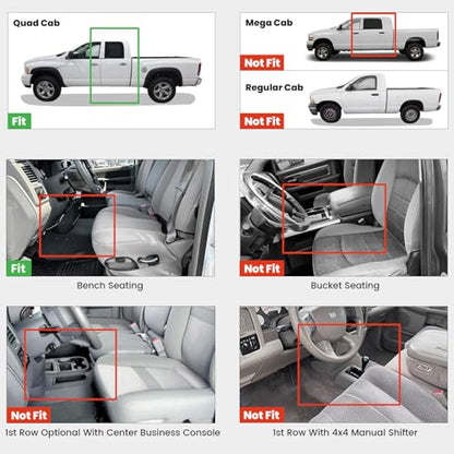 LASFIT Floor Mats for 2002-2008 Dodge Ram 1500 Quad Cab, 2003-2009 for 2500/3500 Bench Seating, Not Fit Have 4X4 Shifter, All Weather TPE Custom Fit Car Mats Floor Liners 1st & 2nd Row, Black - style: 2) 1500 | 2002-2008 |Quad Cab Floor Mats