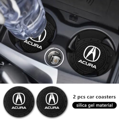 Car Cup Holder Coaster for Acura CDX NSX RDX RLX TLX, 2.76 Inch | Silicone, 2 Pieces, Car Interior Accessories - color: Black-a2