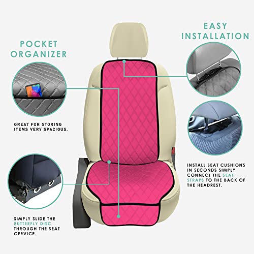 FH Group Car Seat Cushion – Neosupreme Single Front Seat Cover with Front Pockets, Airbag Compatible, Universal Fit Car Seat Cushion for Driver or Passenger Seat, SUV, Truck, Sedan & Van – Pink - color: Pink, style: Front