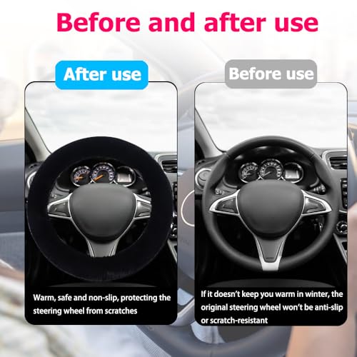 Fluffy Steering Wheel Cover, Winter Warm, Suitable for Most Car Steering Wheels in The 14-15 Inch Range(Black, 1PCS) - color: Black, size: 1PCS