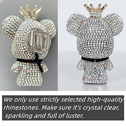 Cute Car Accessories, Bling Crystal Bear Car Air Freshener With Vent Clip,Rhinestone Aesthetic Car Decor Interior Decoration (BLACK)