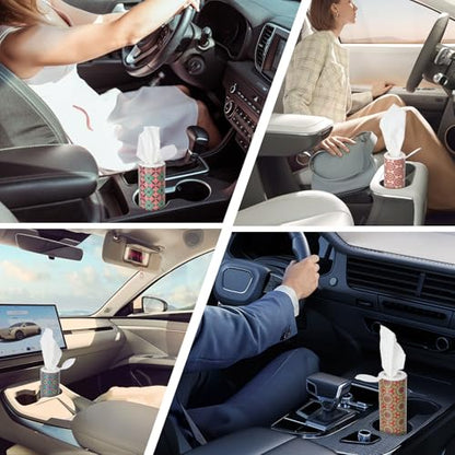 Carson Works Car Tissues Holder 4 Packs Round Car Tissues Cylinder Fit for Car Cup Holder, Home Small Tissue Dispenser with Facial Tissues for Travel Car Bathroom Office - color: Ct-2