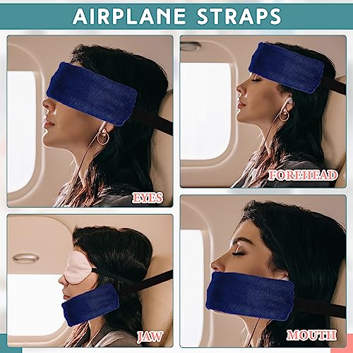 2 Pcs Travel Pillow for Sleeping Airplane Headrest Airplane Head Strap Sleeper Pillow Travel Head Sleep Support Band with 2 Extension Straps for Car Plane Travel (Gray, Blue) - color: Gray, Blue