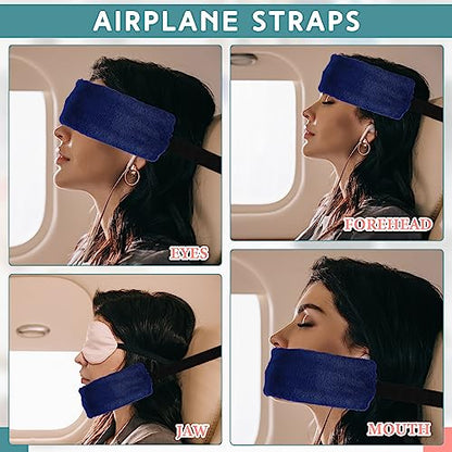 2 Pcs Travel Pillow for Sleeping Airplane Headrest Airplane Head Strap Sleeper Pillow Travel Head Sleep Support Band with 2 Extension Straps for Car Plane Travel (Gray, Blue) - color: Gray, Blue