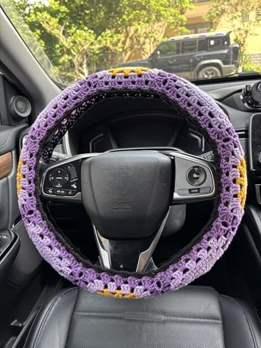 Handmade Crochet Sun Moon Car Steering Wheel Covers Universal 14-15 inch,Cute Steering Wheel Cover,Car Accessories (B:Wheel Covers) - color: B:Wheel Covers