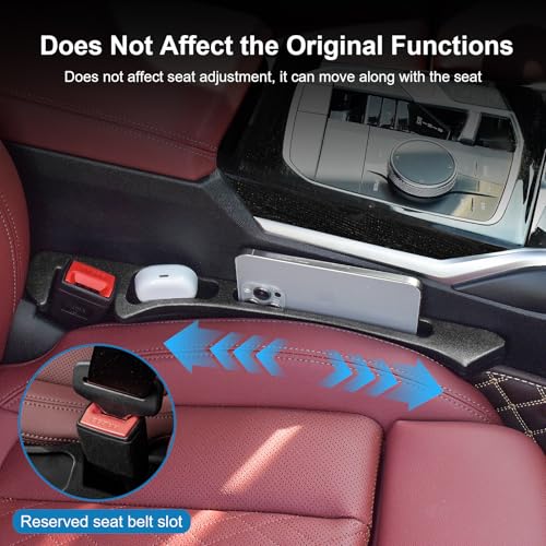 2PCS Car Seat Gap Filler Organizer, Car Side Seat Gap Filler with Phone Holder, Gap Stopper Fill Gap Between Seat and Console to Stop Things from Dropping Fit Cars SUVs Trucks（Black）