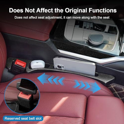 2PCS Car Seat Gap Filler Organizer, Car Side Seat Gap Filler with Phone Holder, Gap Stopper Fill Gap Between Seat and Console to Stop Things from Dropping Fit Cars SUVs Trucks（Black）