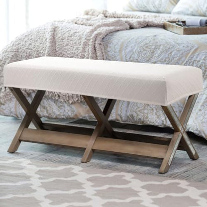 Fuloon Stretch Jacquard Dining Bench Cover - Anti-Dust Removable Bench Slipcover Washable Seat Cushion Protector for Bedroom, Kitchen, Hotel, Banquet (Pale Beige) - color: Pale Beige