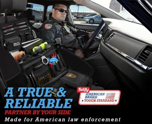 Patrol Bag Used By Law Enforcement Police Gear and Military Grade - Water Resistant Police Officer Duty Bag - Heavy Duty Car Front Seat Organizer with Multiple Storage Space